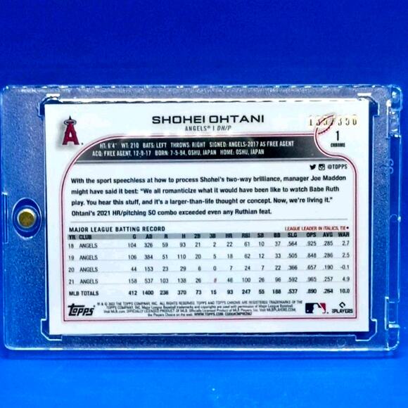Shohei Ohtani #1 Topps Chrome Pink Speckled Foil 2022 #ed 135/350 - Picture 7 of 10